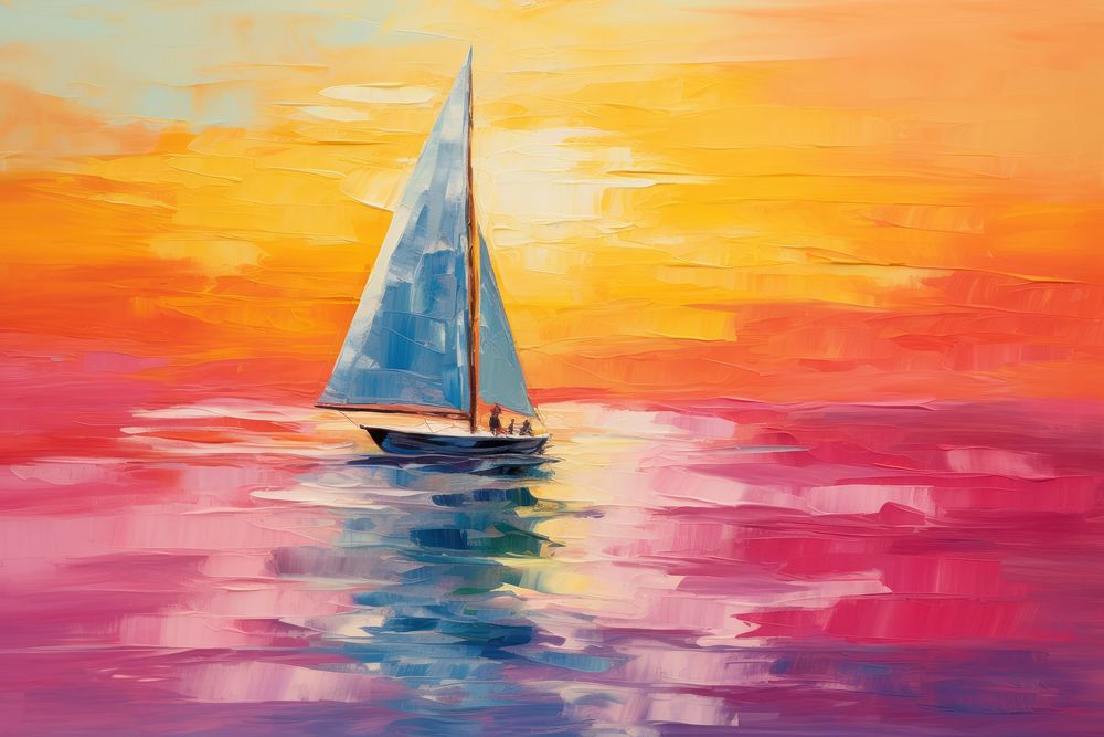 Sea and sailboat painting backgrounds vehicle.