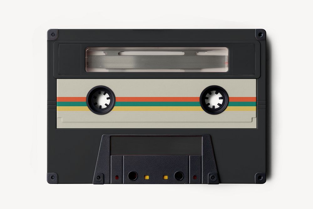 Retro black cassette tape mockup psd