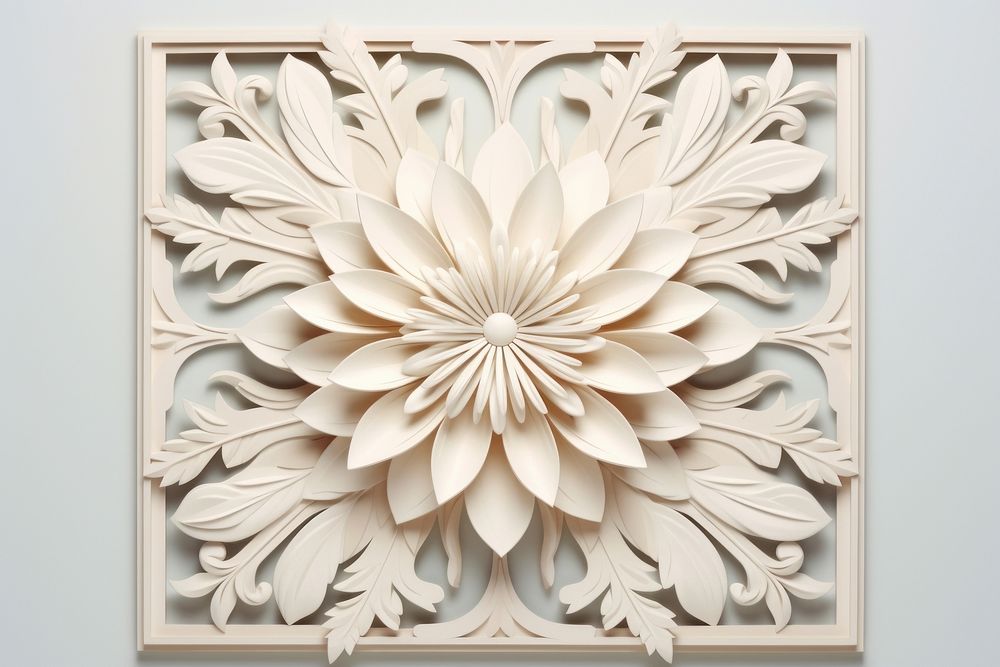 Frame paper cutout flower pattern craft white.