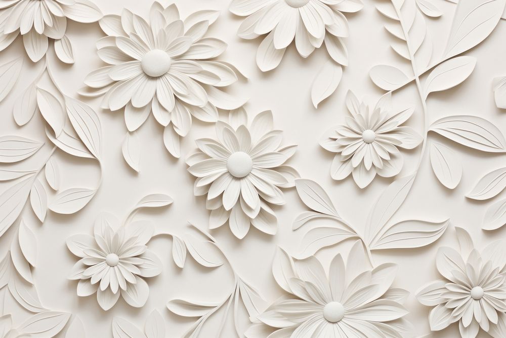 Paper cutout flower pattern white backgrounds craft.