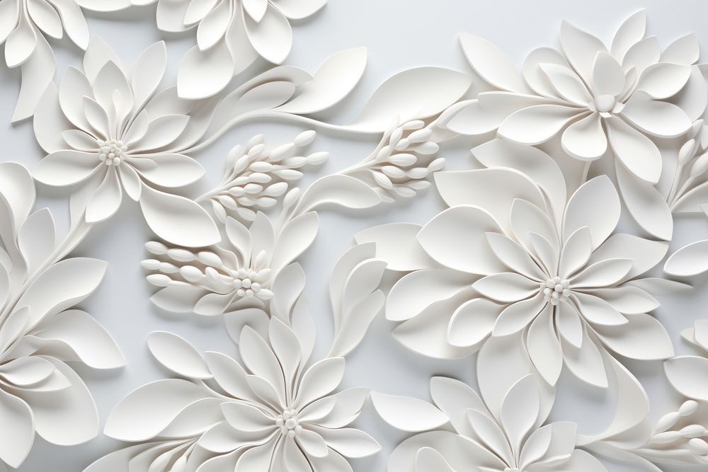Paper cutout flower pattern white backgrounds craft.