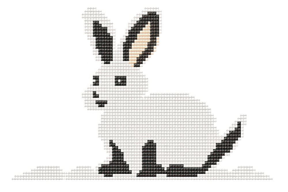 Cross stitch rabbit animal mammal rodent.