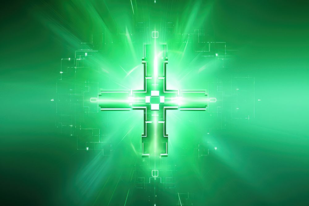 Technology medical cross on light green background backgrounds futuristic abstract.