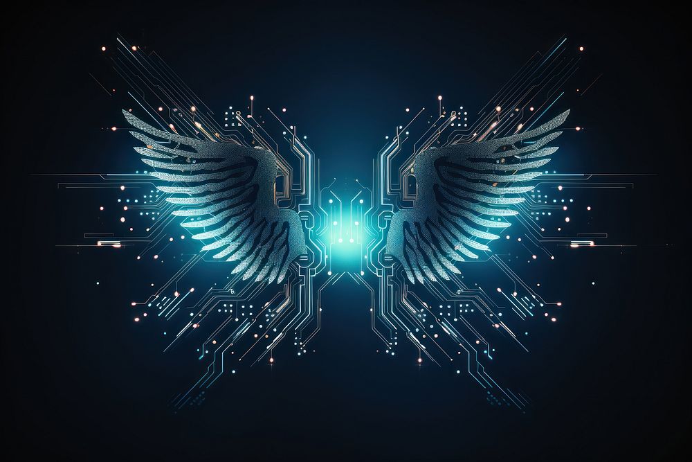 Technology on technology wings background futuristic abstract illuminated.