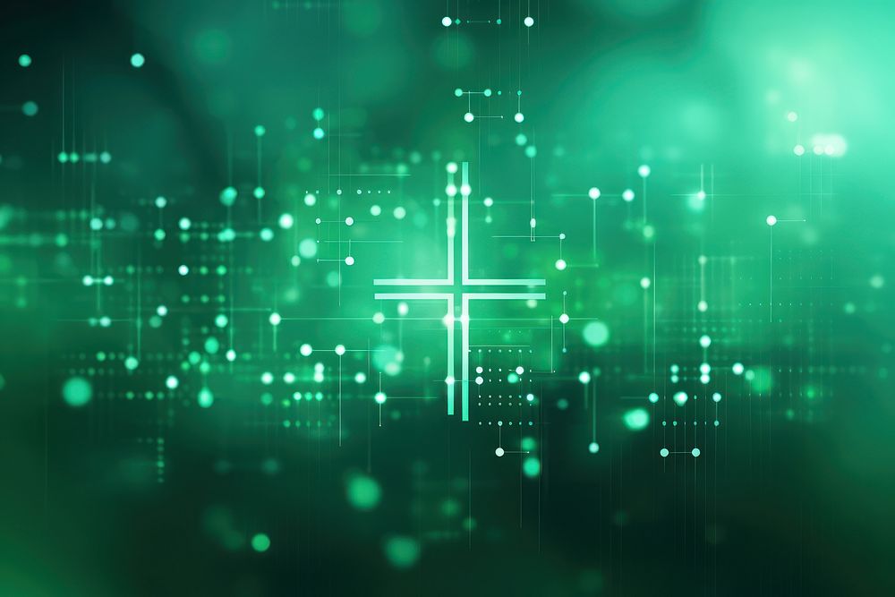 Technology Cross on light green background backgrounds futuristic abstract.