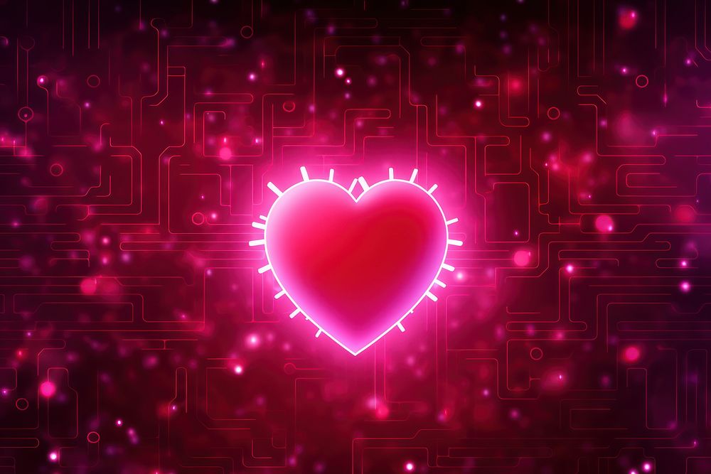 Technology digital heart pattern seamless backgrounds futuristic abstract.