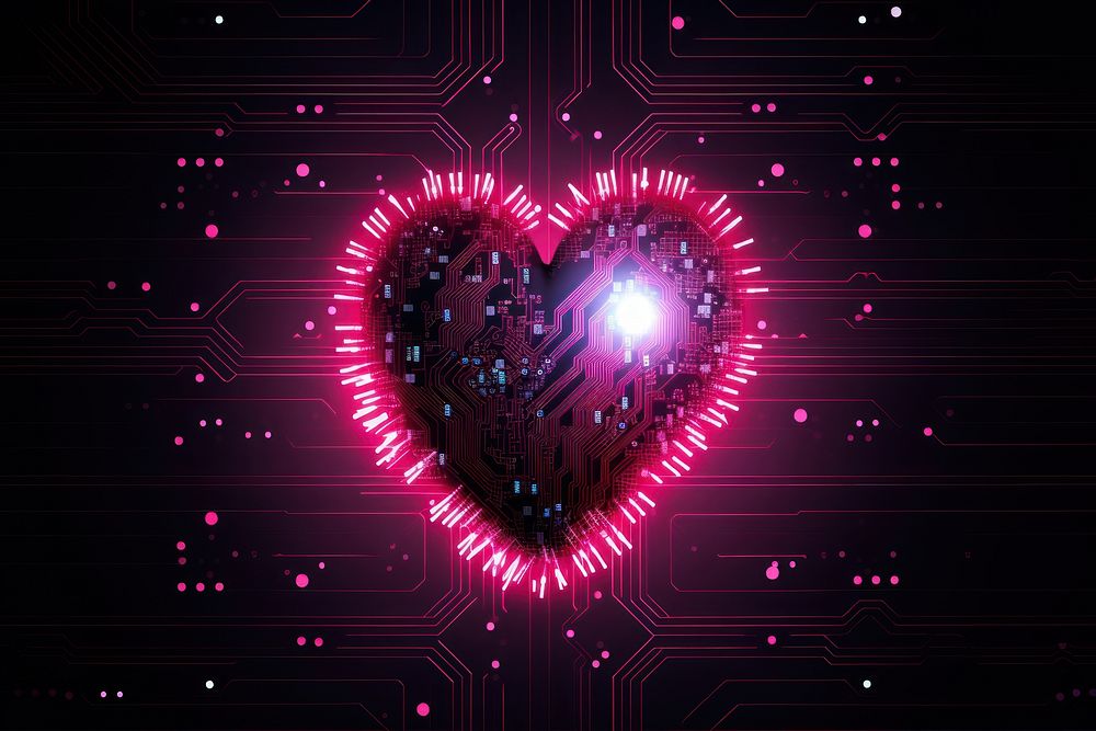 Technology digital heart pattern seamless backgrounds futuristic abstract.