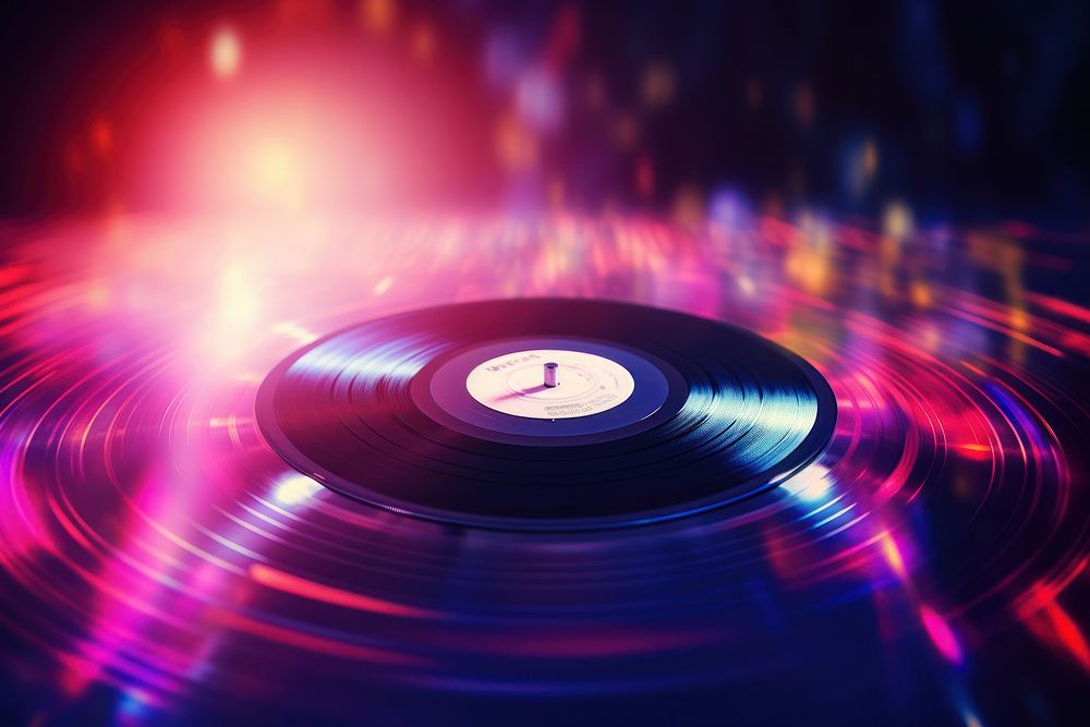 Technology Digital Vinyl dish Music on blurry technology digital background backgrounds abstract purple.