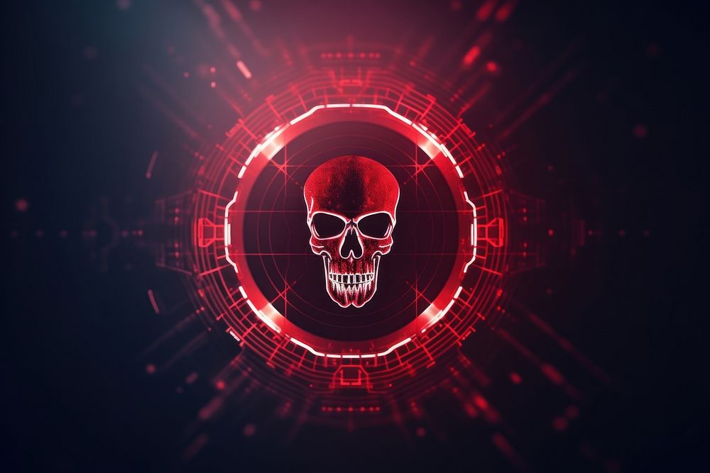 Skull Symbol technology red illuminated.