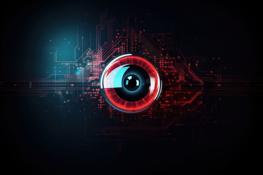 Technology 3D eye futuristic security blue.