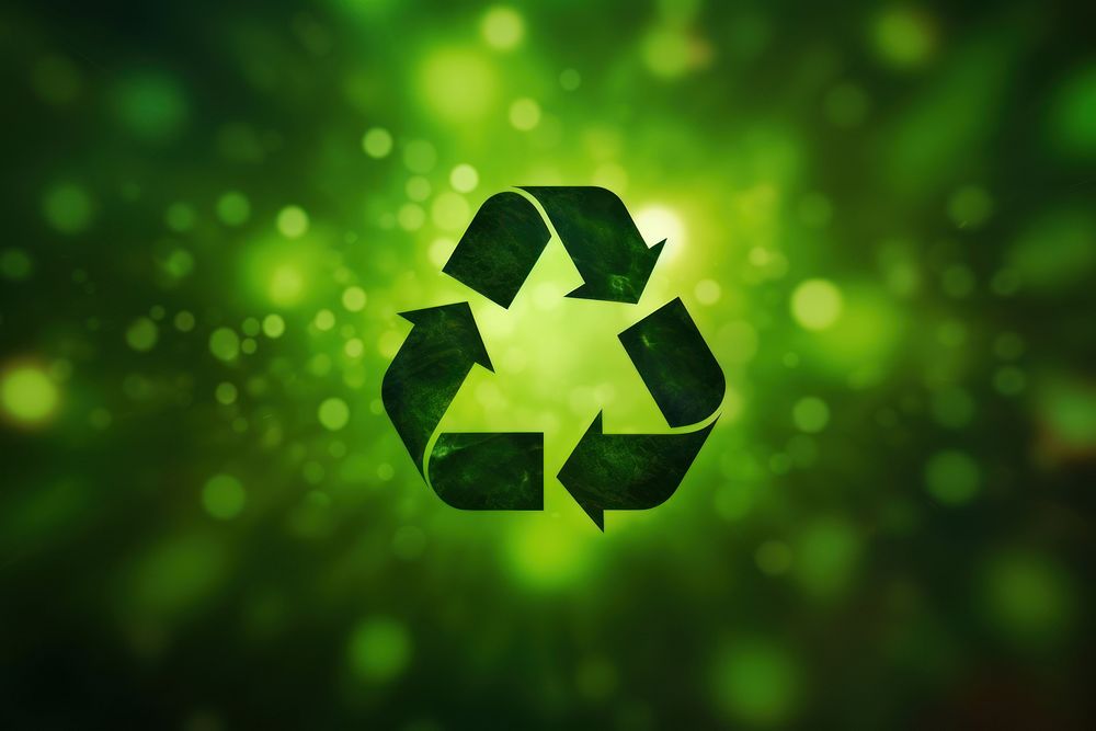 Recycle Symbol green symbol green background.