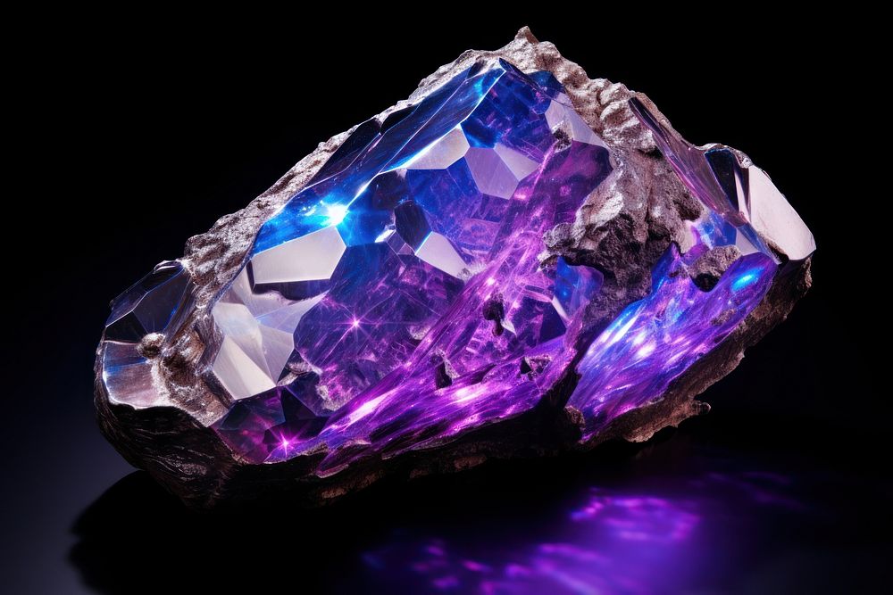 Neon meteorite gemstone amethyst crystal.