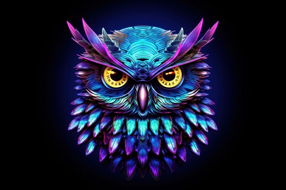 Neon owl pattern purple illuminated. | Premium Photo Illustration ...