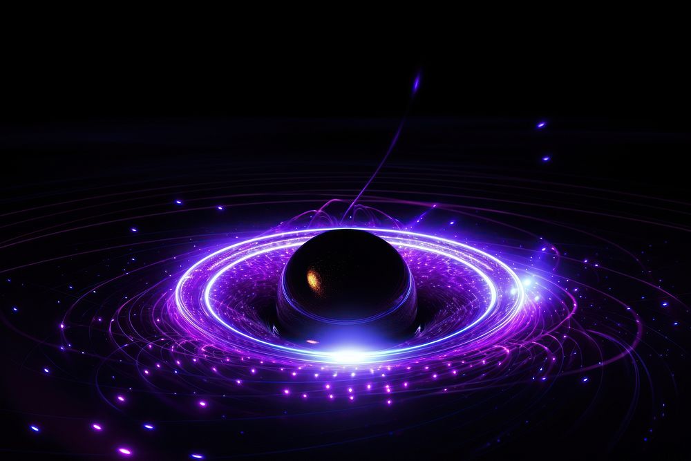 Neon black hole in space background light astronomy universe.