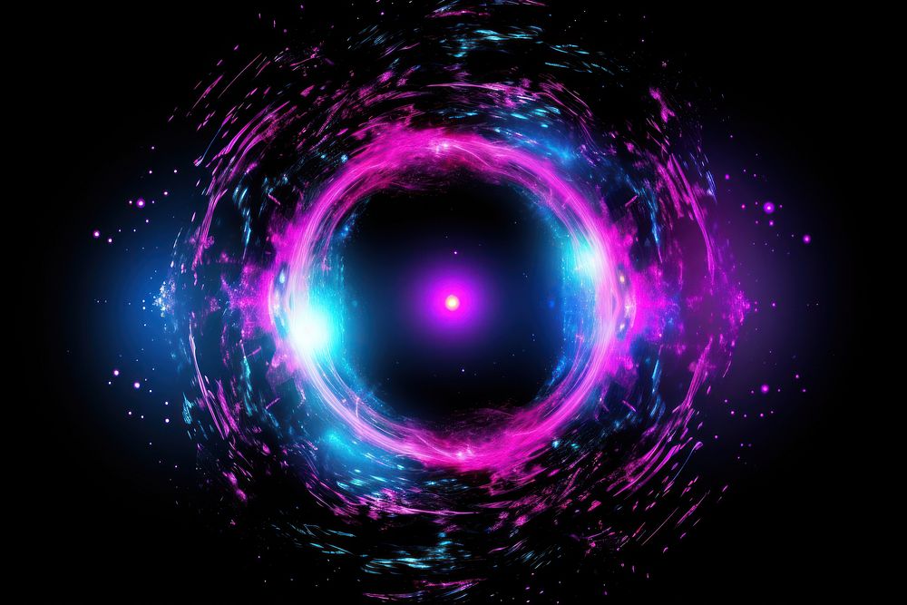Neon black hole in space background light astronomy universe.