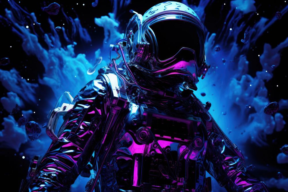 Neon black peeling in space background futuristic protection underwater.