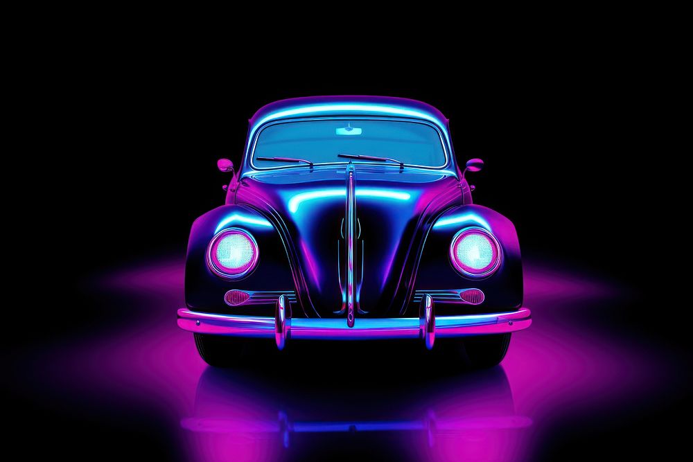 Neon car light vehicle purple.