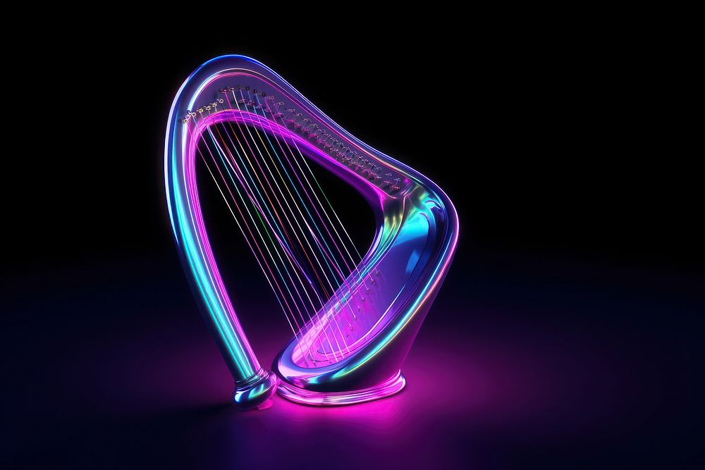 Neon harp light illuminated futuristic.