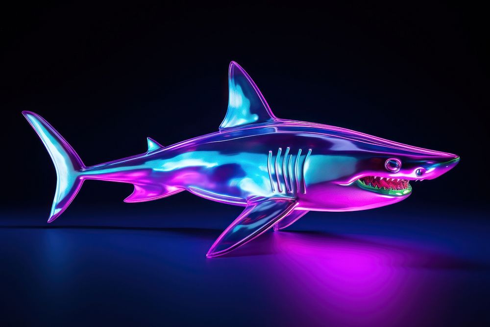 Neon shark animal light fish.