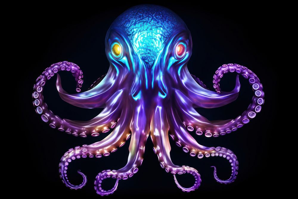 Neon squid octopus animal invertebrate.