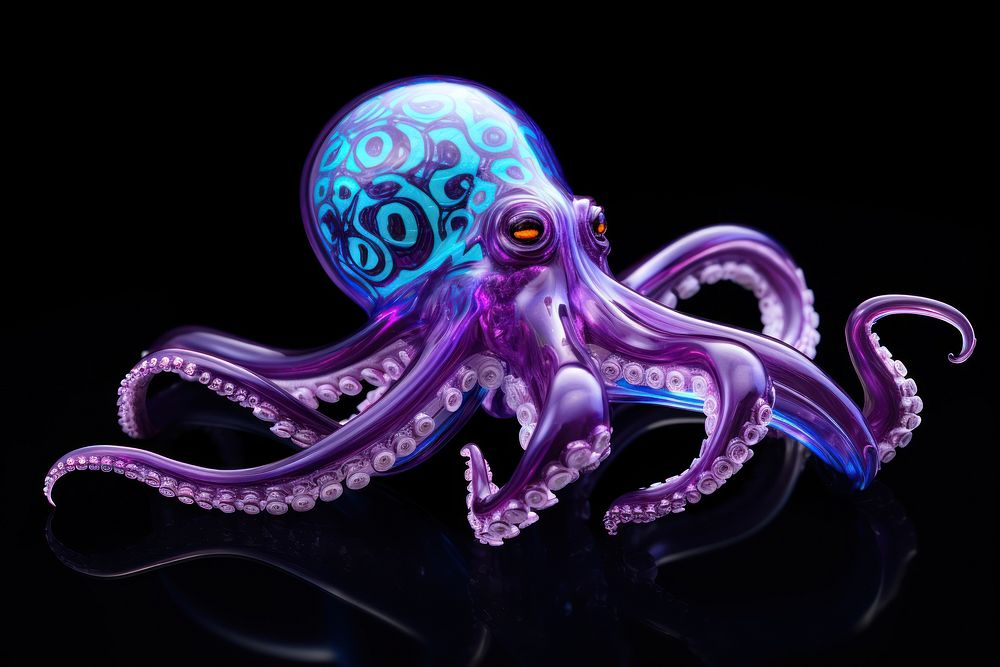 Neon squid octopus animal invertebrate.