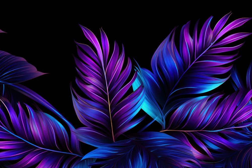 Neon tropical leaves backgrounds pattern purple.