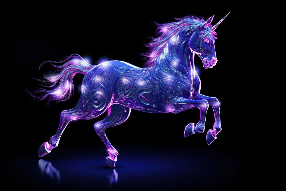 Neon unicorn animal mammal purple.