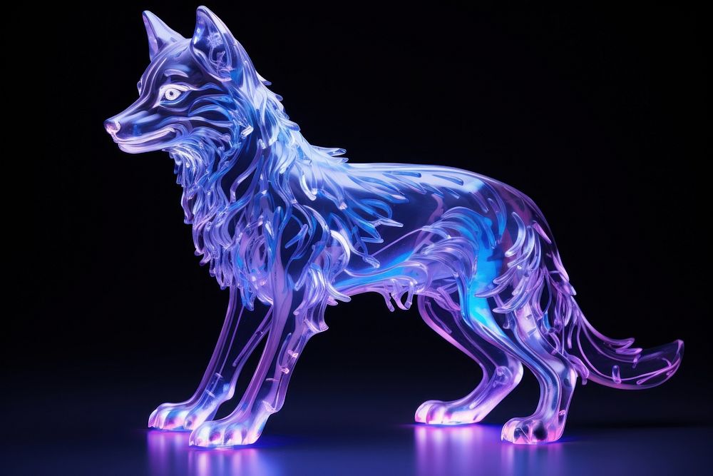Neon wolf animal mammal light.