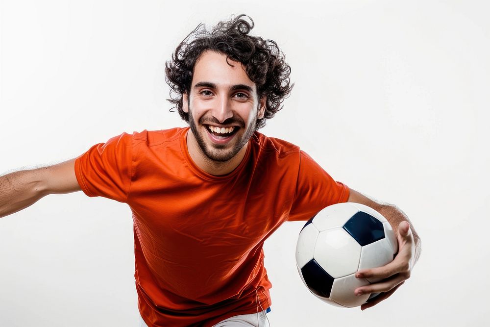 Man player with ball football t-shirt sports.