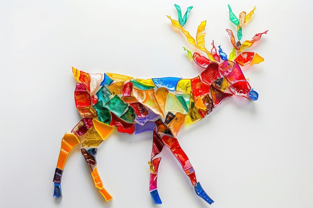 Deer made from polyethylene origami animal art.