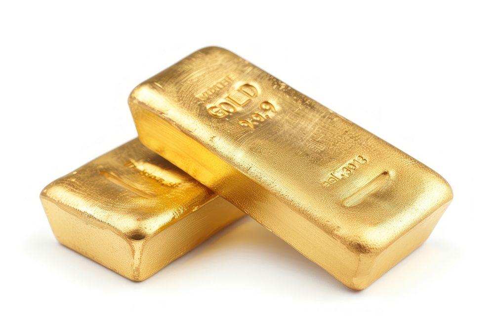 Gold bars white background investment currency.