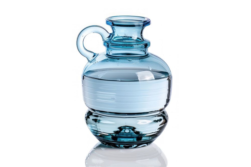 Plastic bottle of still water jar jug white background.