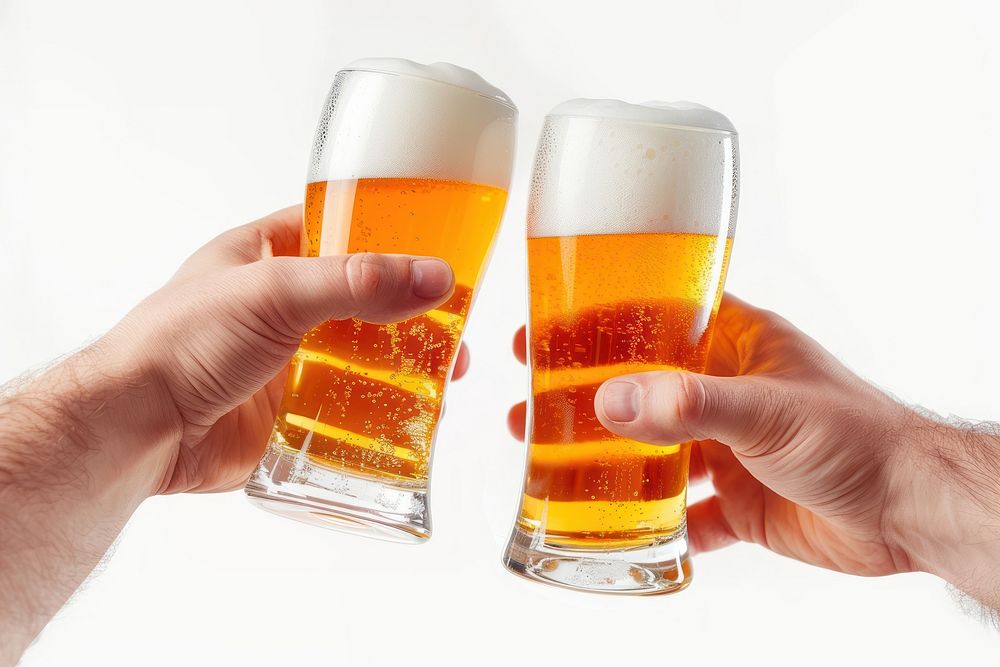 Hand holding beers drink lager glass.
