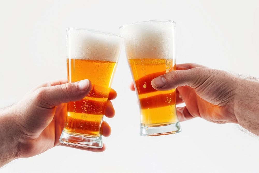 Hand holding beers drink lager glass.