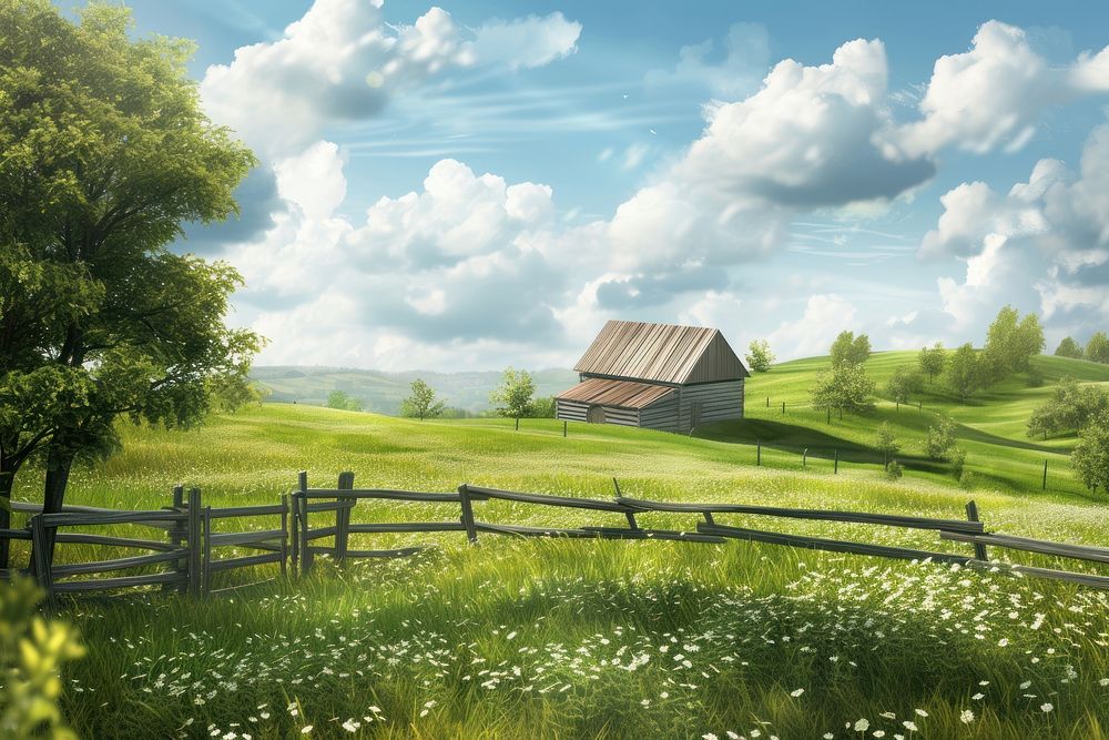 Farm architecture landscape grassland