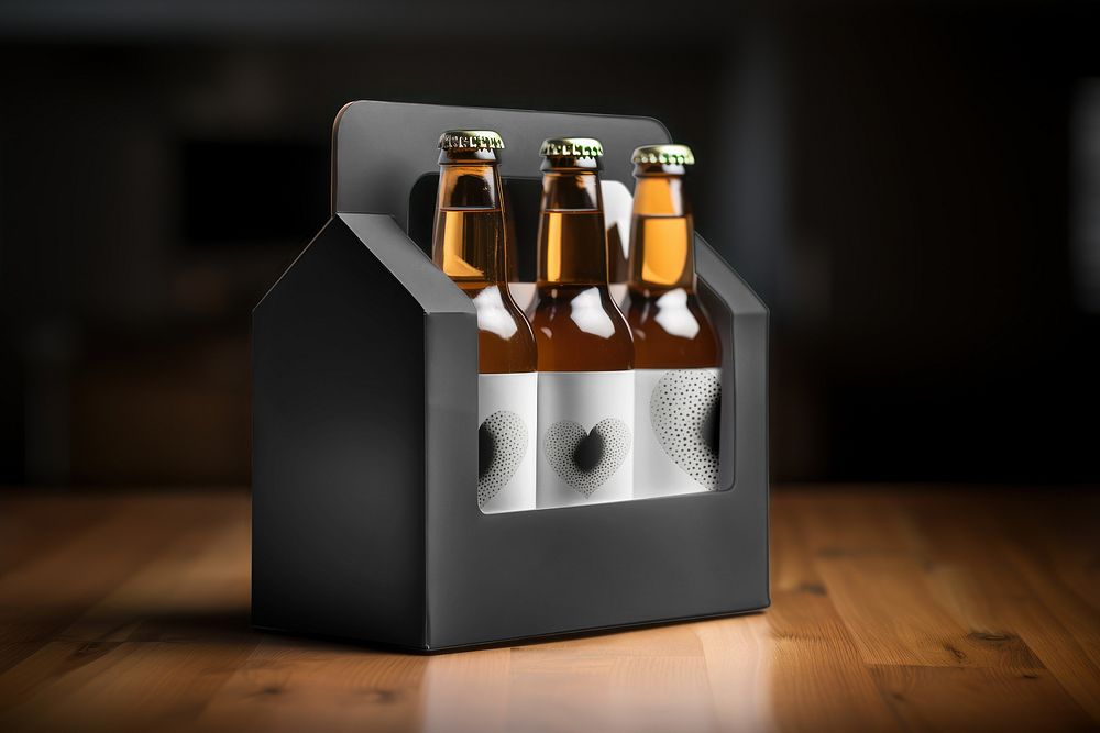 Beer bottles in black box
