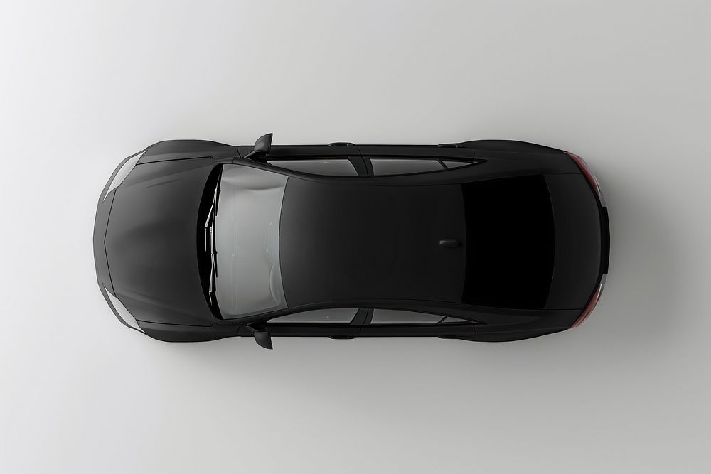 Black sedan car aerial view
