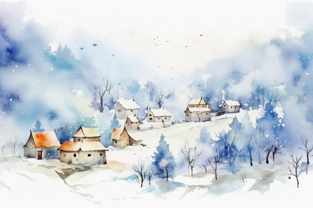 Village in christmas festival painting outdoors winter.