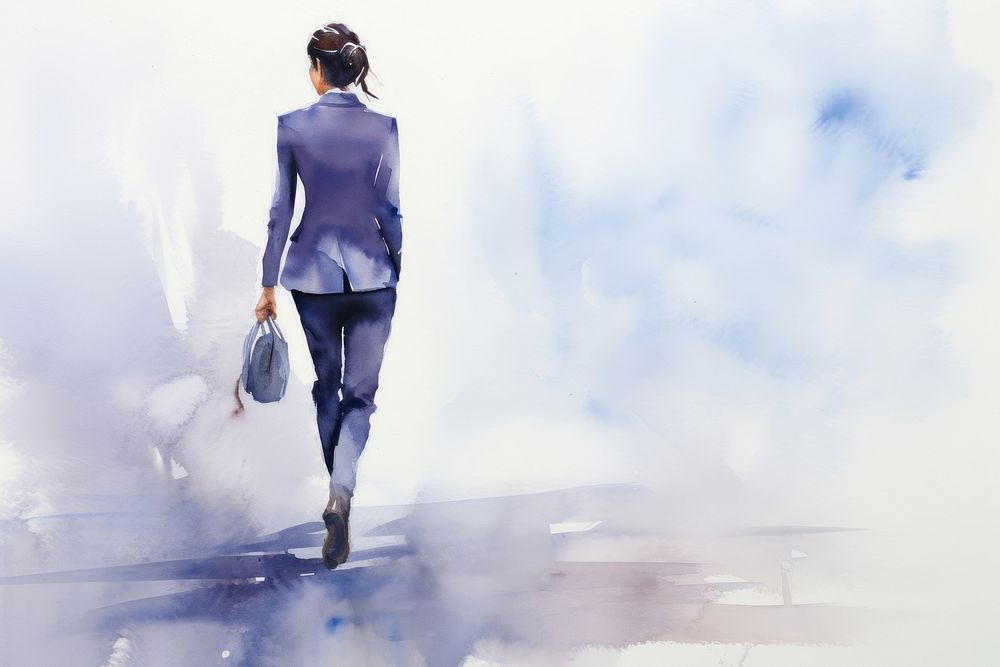 Working woman in Business footwear painting walking.