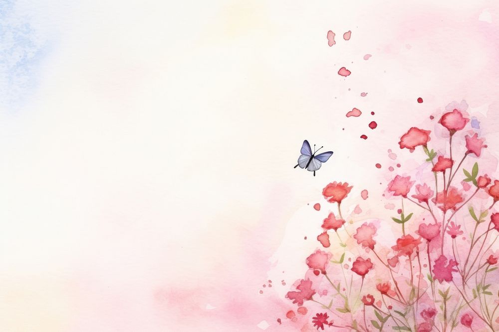 Butterfly in pink flower backgrounds outdoors painting.