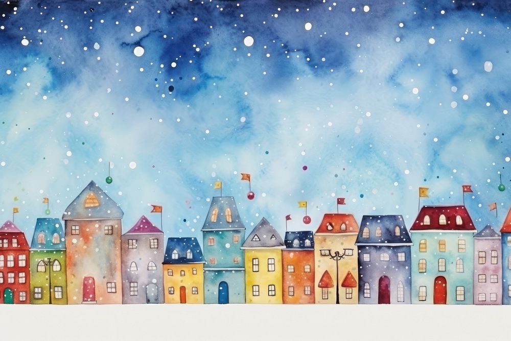 City in christmas festival painting backgrounds art.
