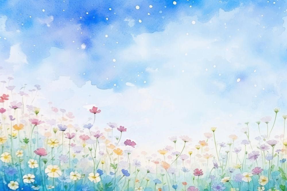 Flower field and sky backgrounds outdoors painting.