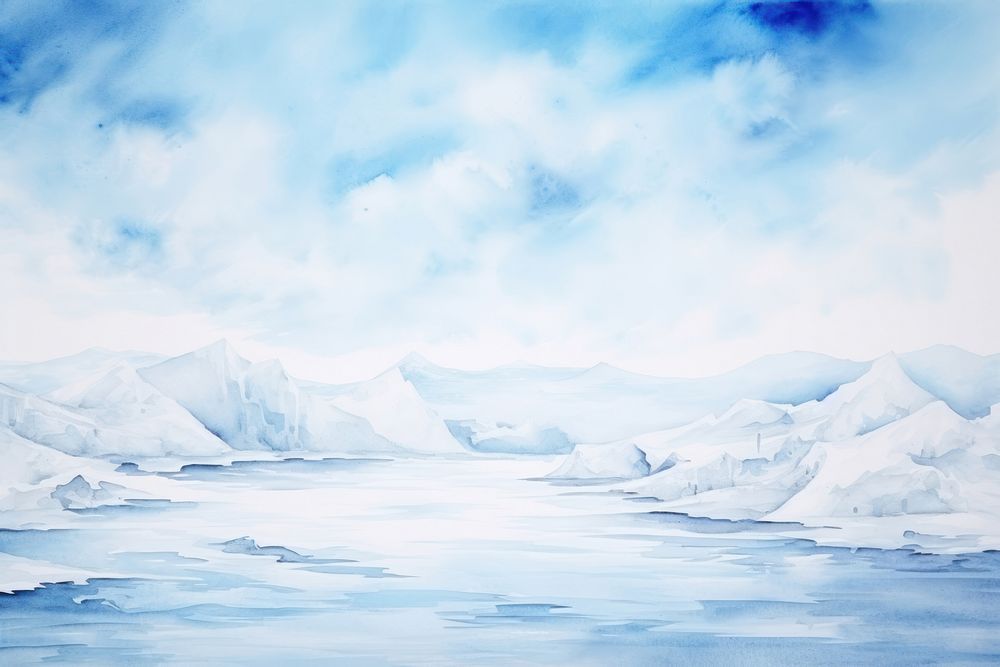 North pole landscape mountain outdoors painting.