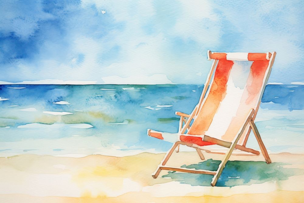 Summer and beach chair painting furniture outdoors.
