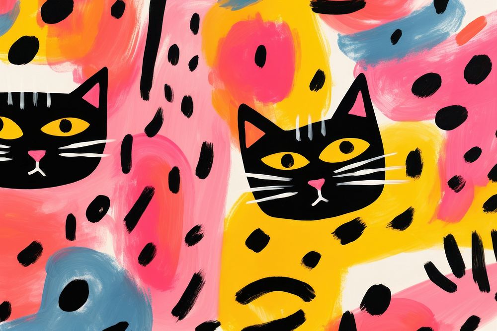 Cats backgrounds painting pattern.