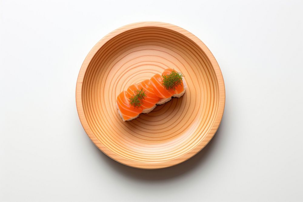 Sushi wooden dish seafood salmon plate.
