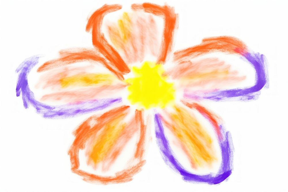 Colorful flower painting drawing white background.