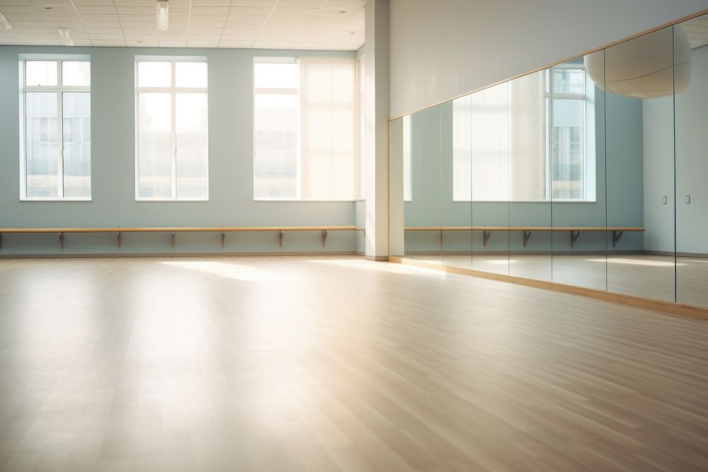 Dance classroom flooring wood architecture.