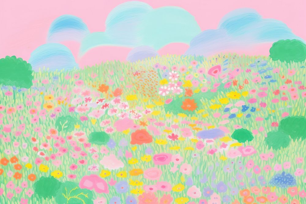 Colorful meadow backgrounds outdoors painting.