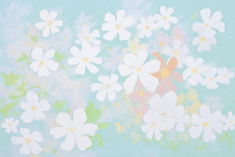 White flowers white backgrounds painting.